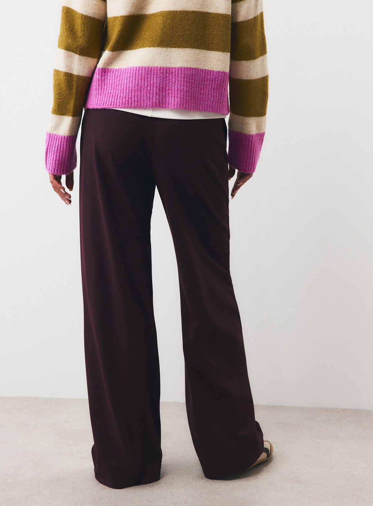 Dark Red Ponte Wide Leg Trousers 20L - Image 4 thumbnail